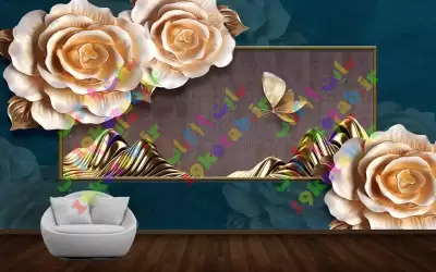 دانلود کاغذ دیواری سه بعدی شیک طرح گل رز