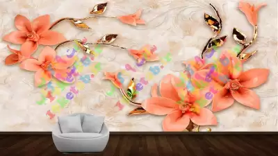 طرح لایه باز کاغذ دیواری سه بعدی کاغذ دیواری سه بعدی گل برجسته بسیار زیبا