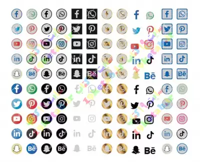 120 آیکون شبکه های اجتماعی با تنوع رنگ پس زمینه