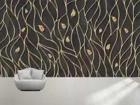 طرح کاغذ دیواری مشکی و طلایی زمینه مخملی