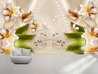 طرح لایه باز کاغذ دیواری گل طلایی
