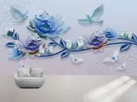 طرح کاغذ دیواری سه بعدی گل